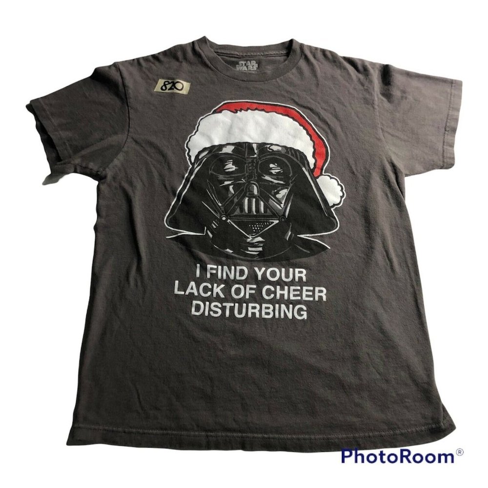 Mens Star Wars Size Medium Gray Darth Vader Christmas Funny Meme Shirt Holiday